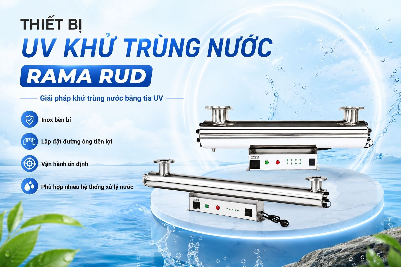 Thiết bị UV khử khuẩn nước RUD-4B150W – Giải pháp nâng cao chất lượng nước máy