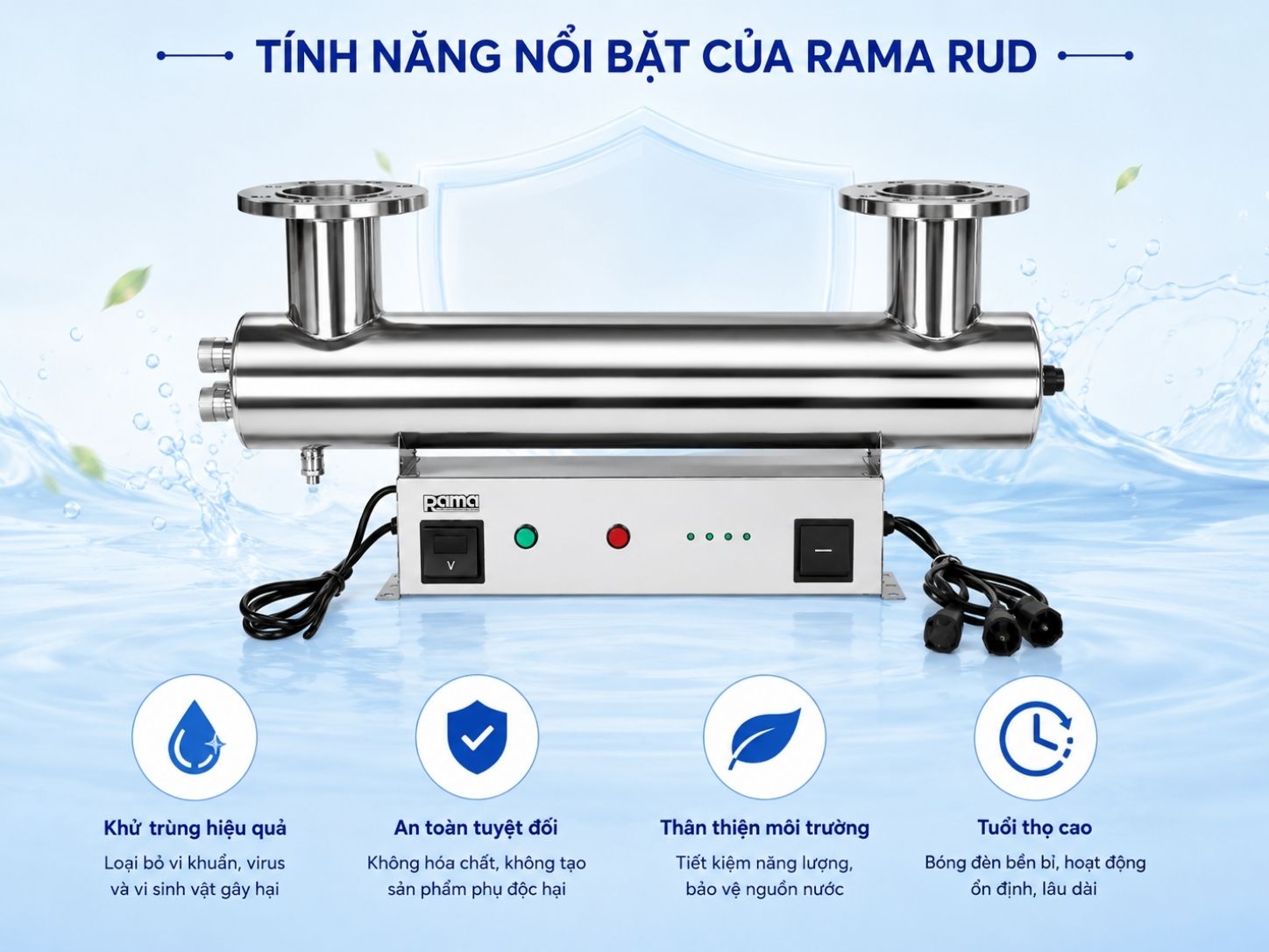 Tính năng nổi bật của thiết bị UV khử trùng nước Rama RUD-8B80W
